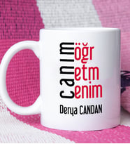 Öğretmene Canım Öğretmenim Tasarımlı Öğretmene Kişiye Özel Öğretmen Kupa Bardak