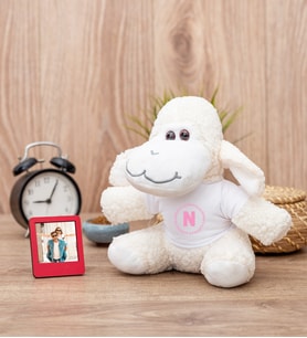 Pembe Renkli Baş Harf Tasarım Peluş Koyun ve Mini Fotoğraf Çerçevesi