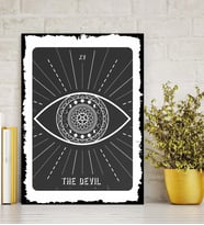 Şeytan Tarot Kart Tasarım 4 Boy Seçenekli Hediyelik 8mm Dekoratif  Ahşap Tablo