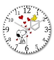 Love Snoopy Duvar Saati Bombeli Gercek Cam