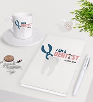 BK Gift Kişiye Özel Diş Hekimi Beyaz Defter Kalem Türk Kahvesi Fincanı Seti-1 (Model 1)