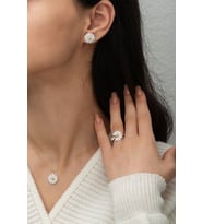 Papatya Silver 925 Ayar Gümüş Özel Tasarım Altın Kaplama Mineli Papatya Set