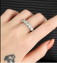 5 Taş Silver Renk Bayan Ayarlamlı Yüzük (Gümüş)