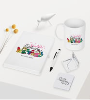 BK Gift Kişiye Özel Anaokulu Öğretmeni Temalı Beyaz Defter Kalem Kupa Ayna Seti - 4