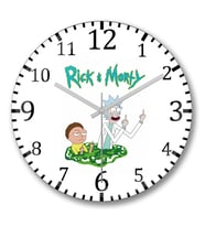 Cartoon Rick e Morty Duvar Saati Bombeli Gercek Cam