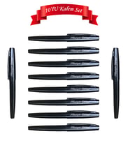 Kişiye Özel 10'lu Siyah Lüks Metal Roller Kalem Kutulu