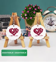 İkili Love Tasarımlı Sevgililer Günü Hediyesi Anahtarlık