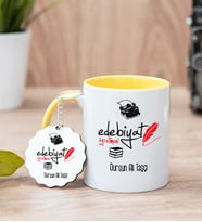 Edebiyat Öğretmeni Sarı Kupa Bardak Ve Anahtarlık Set