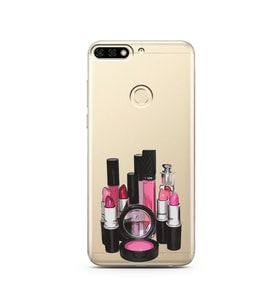 Makyaj Tasarımlı Süper Şeffaf Silikon Telefon Kılıfı Huawei Honor 7c-Y7 (2018)