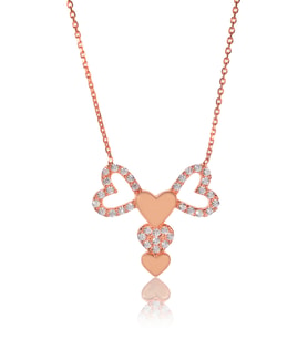 Beyaz Safirli Kalp Kolye - Rose