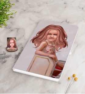 BK Gift Kişiye Özel Kız Çocuk İllüstrasyon Tasarımlı Beyaz Defter-3
