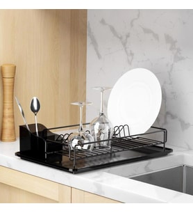 Geseus Home Tek Katlı Tabaklık Bulaşıklık Mat Siyah KB006S