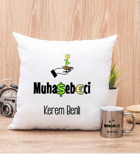 Muhasebeci Yastık ve Silver Kupa Bardak