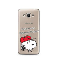 Snoopy Tasarımlı Süper Şeffaf Silikon Telefon Kılıfı Samsung J2 Prime