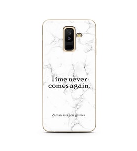 Samsung A6 Plus Beyaz Mermer Söz Tasarımlı Telefon Kılıfı