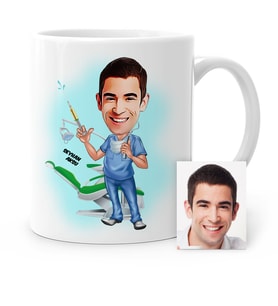 BK Gift Kişiye Özel Bay Diş Hekimi Karikatür Beyaz Kupa Bardak  4