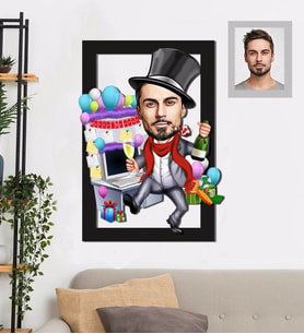 Kişiye Özel Yılbaşı Erkek Karikatürlü 3D Ahşap Tablo 30x47 Model-8