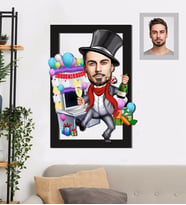 Kişiye Özel Yılbaşı Erkek Karikatürlü 3D Ahşap Tablo 30x47 Model-8