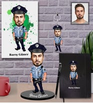 Kişiye Özel Polis Karikatürlü 5 li Hediye Seti Bay-4