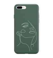 Iphone 8 Plus Çizgi Tasarımlı Koyu Yeşil Lansman Telefon Kılıfı