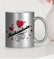 BK Gift Kişiye Özel Sevgililer Günü Temalı Gümüş Yaldızlı Kupa Bardak  17