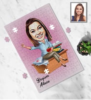 Kişiye Özel Öğretmen Karikatürlü A3 240 Parça Puzzle Bayan-2
