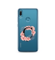 Pembe Çiçekli Harf Tasarım Süper Şeffaf Silikon Telefon Kılıfı Huawei PSmart 201