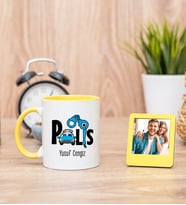 Polis Tasarım Sarı Kupa Bardak ve Sarı Mini Fotoğraf Çerçevesi