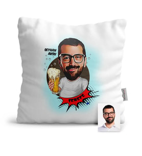 BK Gift Kişiye Özel Şerefe Karikatür  Yastık  1