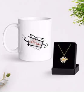 BK Gift Kişiye Özel Okul Müdiresi Beyaz Kupa ve Papatya Kolye Hediye Seti-1 (Model 1)