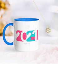 BK Gift Kişiye Özel 2024 Mutlu Yıllar Mavi Kupa ve Kar Tanesi Kolye-6 (Model 1)