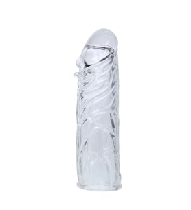 LilituShop 14 cm Damarlı Uzatmalı Şeffaf Silikon Penis Kılıfı