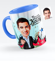 BK Gift Kişiye Özel Bay Bankacı Karikatürlü Mavi Kupa Bardak  2