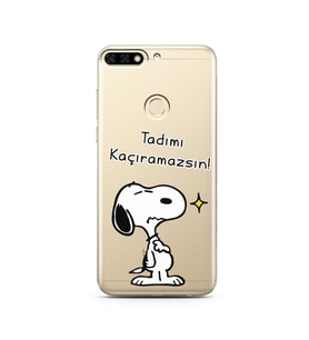 Snoopy Tasarımlı Süper Şeffaf Silikon Telefon Kılıfı Huawei Honor 7C- y7 2018 