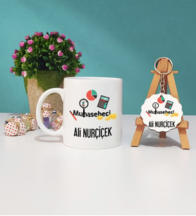 Muhasebeci Kupa Bardak ve Ahşap Anahtarlık Seti