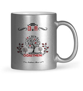 BK Gift Kişiye Özel Yılın En İyi Matematik Öğretmeni Gümüş Yaldızlı Kupa Bardak