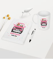 BK Gift Kişiye Özel Direksiyon Öğretmeni Temalı Beyaz Defter Kalem Kupa Seti - 1
