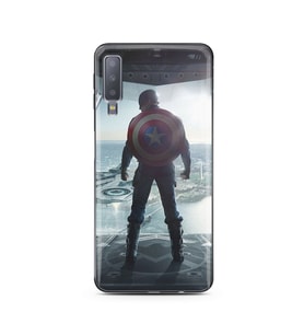 Kaptan Amerika Tasarım Süper Şeffaf Silikon Telefon Kılıfı Samsung A7 (2018)