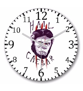Planet Of The Apes Hail Caesar Duvar Saati Bombeli Gercek Cam