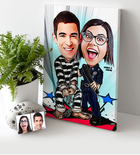 BK Gift Kişiye Özel Sevgililer Karikatür Kanvas Tablo 30x50cm  7
