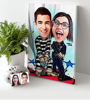 BK Gift Kişiye Özel Sevgililer Karikatür Kanvas Tablo 30x50cm  7