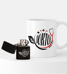 BK Gift Kişiye Özel Doktor Temalı Çakmak ve Kupa Hediye Seti - 10
