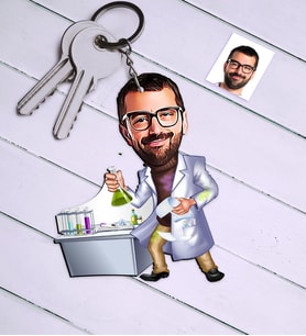 BK Gift Kişiye Özel Bay Kimya Öğretmeni Karikatür Anahtarlık  2