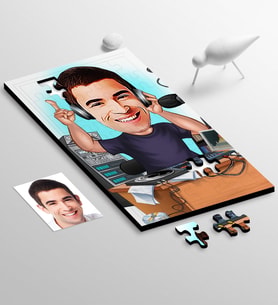 BK Gift Kişiye Özel Bay Radyocu Karikatür 48 Parça Ahşap Puzzle  1