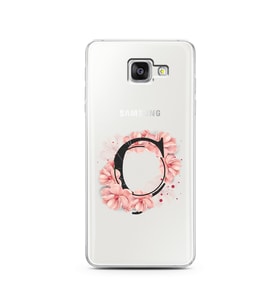 Pembe Çiçekli Harf Tasarım Süper Şeffaf Silikon Telefon Kılıfı Samsung A5 (2016)