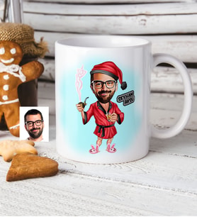 BK Gift Kişiye Özel Bay Yılbaşı Karikatür Beyaz Kupa Bardak  2