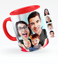 BK Gift Kişiye Özel Aile Karikatürlü Kırmızı Kupa Bardak  4