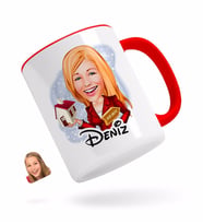 BK Gift Kişiye Özel Kadın Emlakçı Karikatürlü Kırmızı Kupa Bardak-2