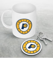 NBA Indiana Pacers Beyaz Kupa ve Ahşap Anahtarlık Seti (Model 1)