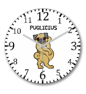 Puglicius Köpek Duvar Saati Bombeli Gercek Cam